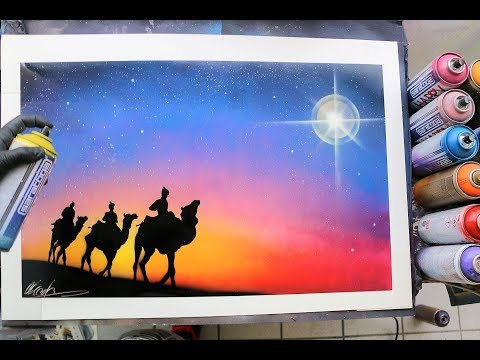The star of Bethlehem - SPRAY PAINT ART - by Skech - Популярные видеоролики!
