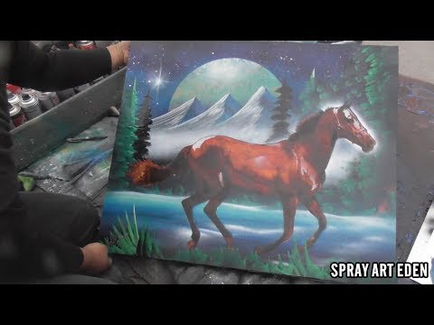 Running Horse SPRAY PAINT ART by Eden スプレーペイントアートエデン - Популярные видеоролики!