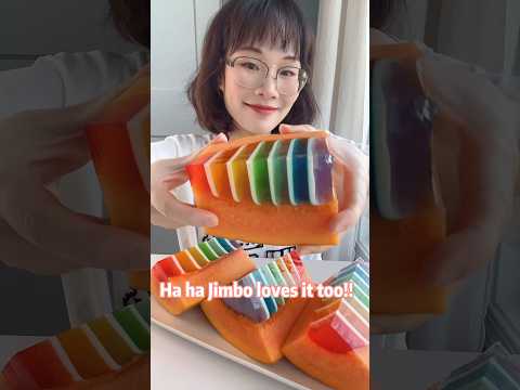 Rainbow papaya jelly 🌈 - Популярные видеоролики!