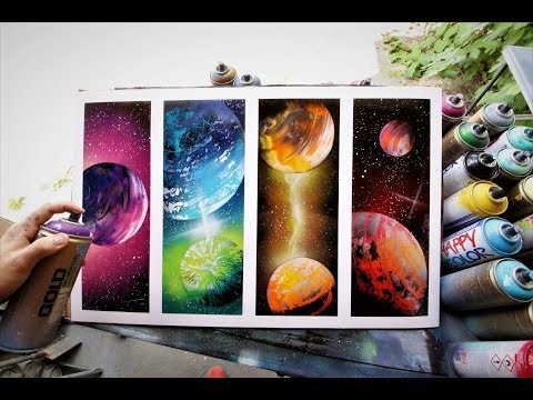 Galaxy of 4 - SPRAY PAINT ART by Skech - Популярные видеоролики!