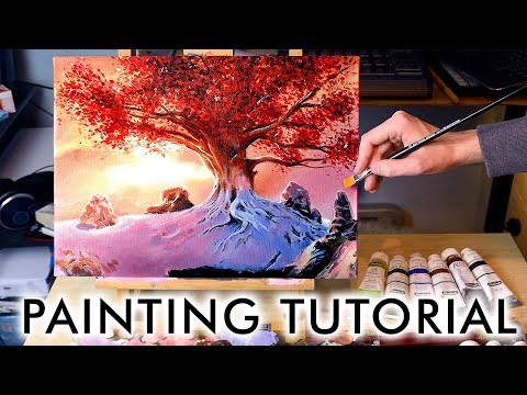 【Acrylic Painting Tutorial】Game of Thrones Tree for Beginners - Популярные видеоролики!