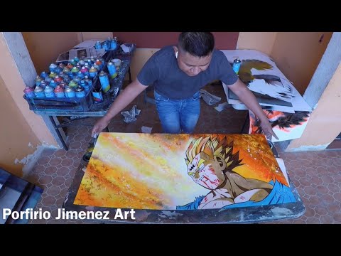 El Sacrificio de Vegeta Spray Paint Art Stencil - Популярные видеоролики!