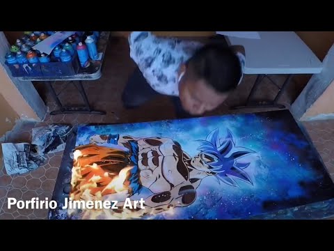 Son Goku ultra Instint Spray Paint art - Популярные видеоролики!