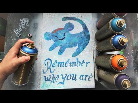 REMEMBER WHO YOU ARE - The Lion King GLOW IN DARK  SPRAY PAINT ART by Skech - Популярные видеоролики!