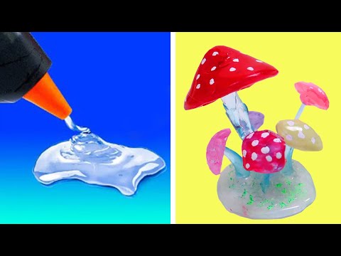 Желейные грибы своими руками клеевым пистолетом | How to make mushrooms diy by Olya Rainbow - Популярные видеоролики!
