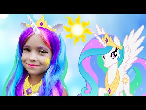 София как Принцесса , Kids Makeup Sofia DRESS UP Princess Celestia My Little Pony and Plays Dolls - Популярные видеоролики!