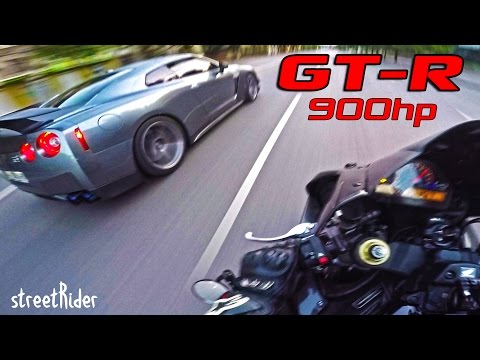 ВСТРЕТИЛ МЕЧТУ | Nissan GT-R (900hp) vs CBR1000RR (180hp) - Популярные видеоролики!