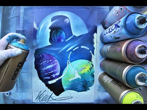 Buzz Lightyear (Toy Story)  - GLOW IN DARK - SPRAY PAINT ART - by Skech - Популярные видеоролики!