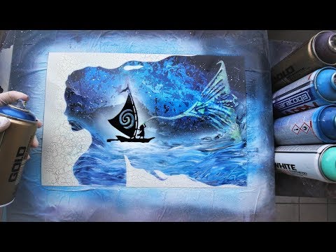 Moana GLOW IN DARK - SPRAY PAINT ART - by Skech - Популярные видеоролики!