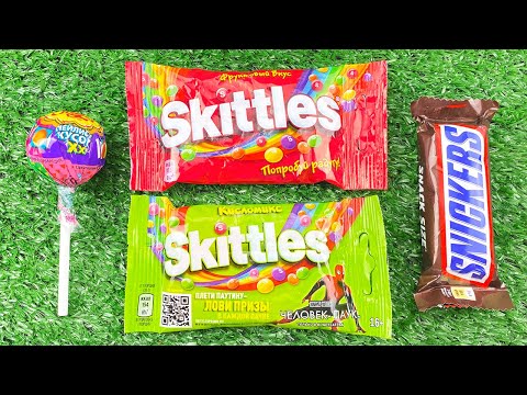 Satisfying Video l Skittles and Kinder Chocolate Unpacking ASMR - Yummy Rainbow Lollipops - Популярные видеоролики!