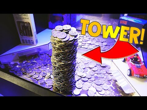 Coin Pusher || WINNING HUGE TOWER OF QUARTERS! - Популярные видеоролики!