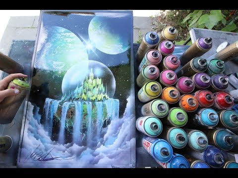 Emerald city in crystal ball - SPRAY PAINT ART by Skech - Популярные видеоролики!