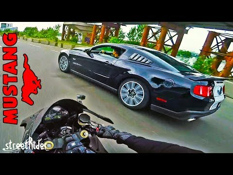 ЗАРУБА С МУСТАНГОМ | Ford Mustang 5.0 V8 GT vs Honda Fireblade - Популярные видеоролики!
