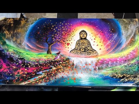 Buddha and The Girl Spray paint art - Популярные видеоролики!