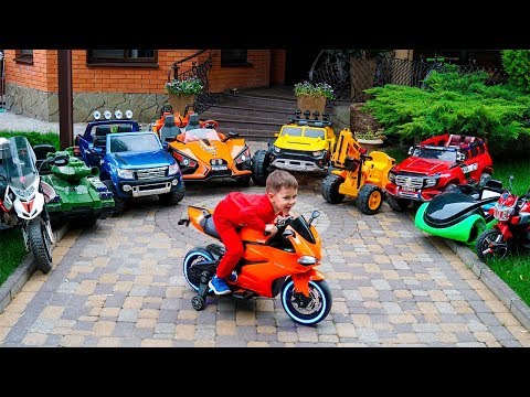 Artem Ride on Toy Tractor Police Car Tank kids Sportbike Learn Colors with Cars Collection - Популярные видеоролики!