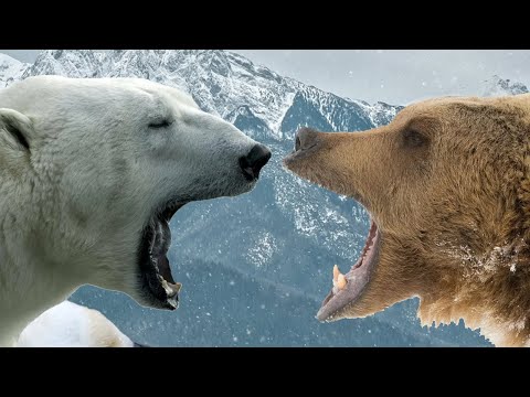 Бурый медведь против белого медведя. Кто сильнее белый медведь или бурый медведь? - Популярные видеоролики!