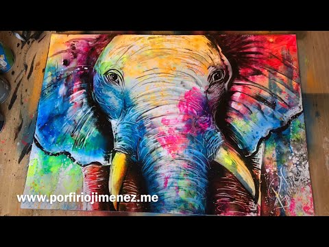 Colorful Elephant Spray Paint Art - Популярные видеоролики!