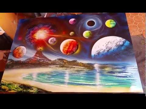 Planets and volcano spray art - Популярные видеоролики!