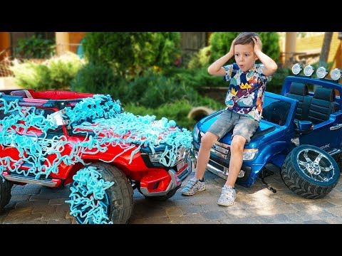 Kid ride on cars and Playing with toys and Washing cars - Популярные видеоролики!