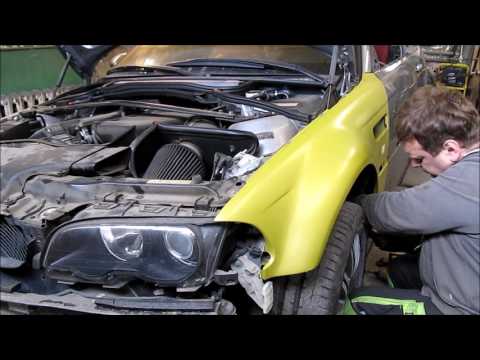 BMW M3.  The side body repair of the car . Ремонт бока машины. - Популярные видеоролики!
