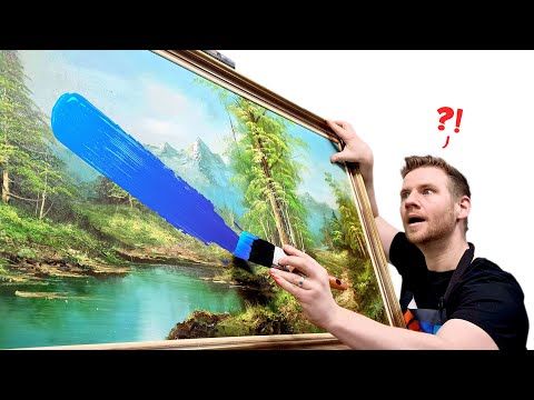 I Painted over GIANT Thrift shop paintings!! - Популярные видеоролики!