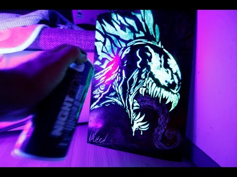 Venom GLOW IN DARK SPRAY PAINT ART by Skech - Популярные видеоролики!