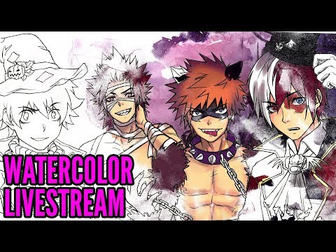 Boku No Hero Academia Halloween Edition 【WATERCOLOR LIVE STREAM】 - Популярные видеоролики!