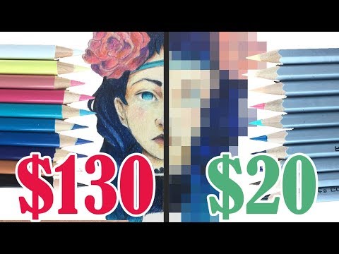 $130 EXPENSIVE vs $20 CHEAP COLORED PENCILS / Comparing cheap and expensive art materials - Популярные видеоролики!